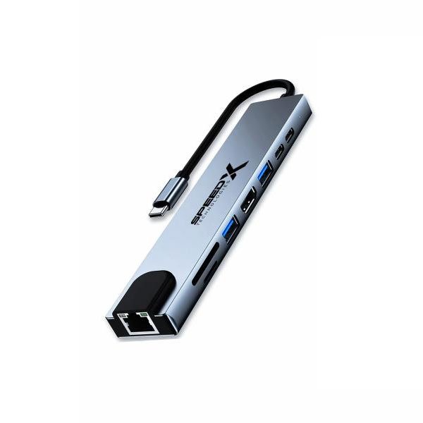 Speedx (sp-tc801) 8 In 1 Multi-port Type C 4k Hdmi Usb 3.0 Converter Good Ic Big Packing - Image 3