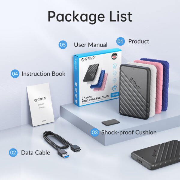 Orico 25pw1-u3 2.5 Inch Usb 3.0 Micro-b Hard Drive Enclosure Black