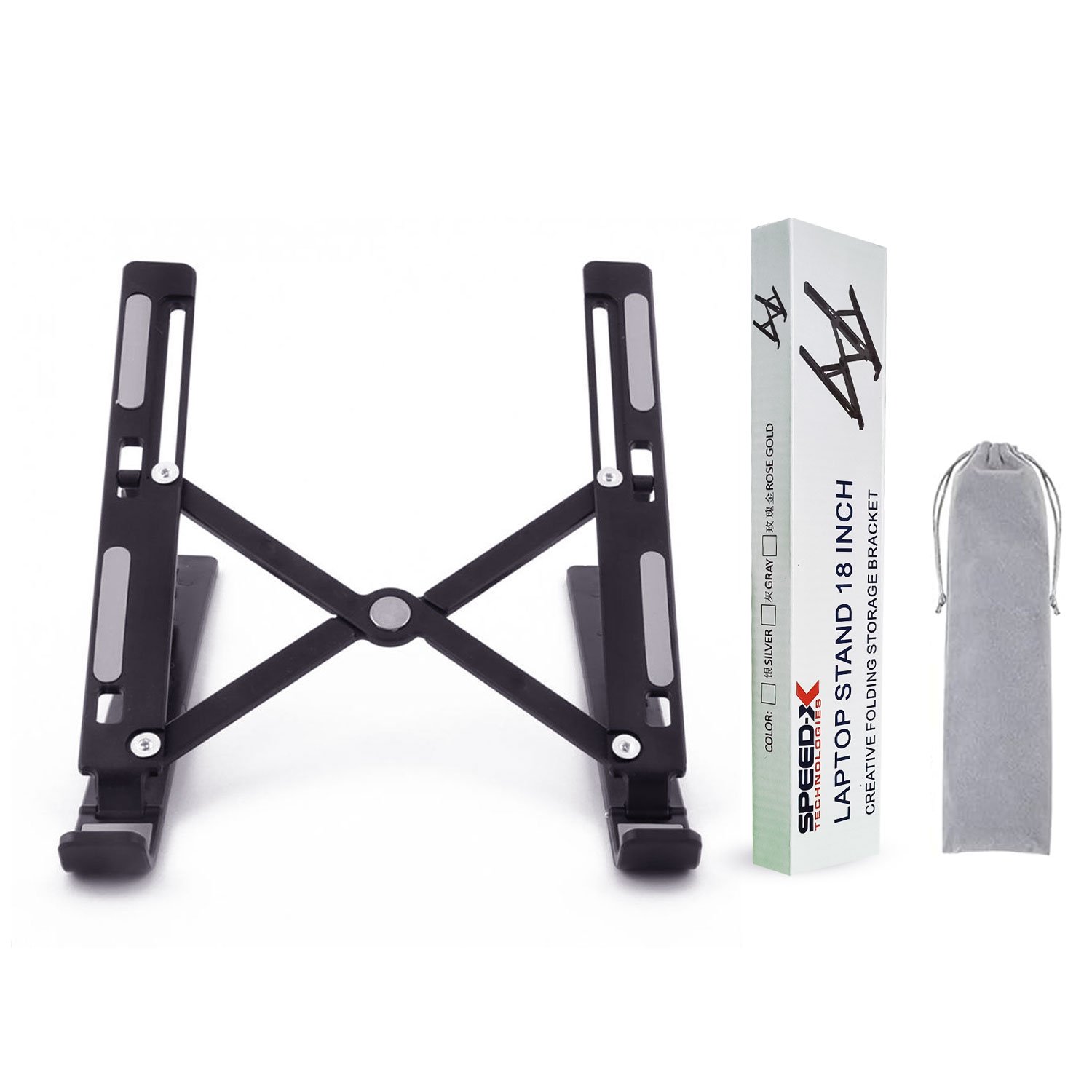 Speed-x 18 Inch Laptop Stand Creative Folding Storage Bracket Black - Image 4