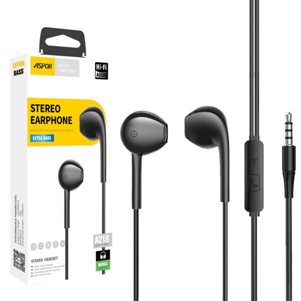 Aspor A219 3.5mm Earphone/handfree Universal With High Bass Quality Sound