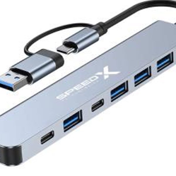 Speed-x Sp-tc701 7 Port 2 In 1 Usb 3.0 & Type-c Ports Aluminum Alloy Portable Hub - Image 4