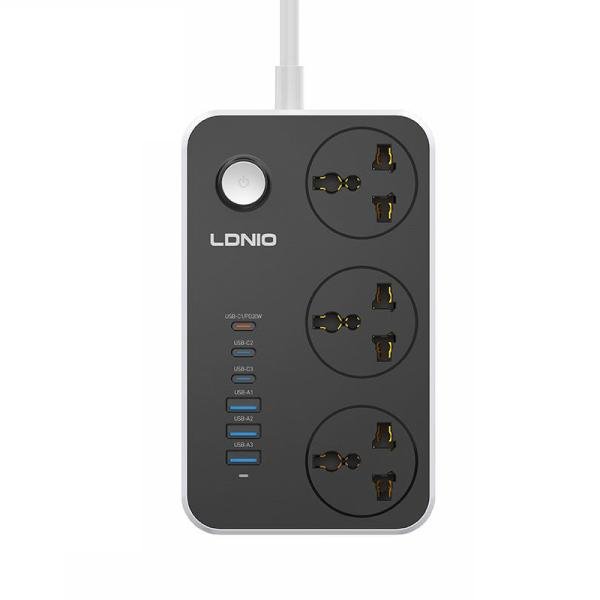 LDNIO SC3604C 2500W Power Strip - 3 AC Outlets with 6 USB Ports (3 USB-C + 3 USB-A, 20W Fast Charging, 2M Extension Cord) - Image 2