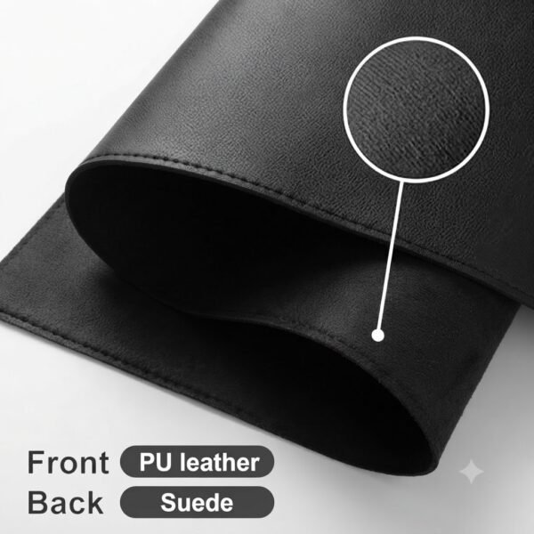 Dual Sided Desk Pad, New Upgrade Sewing PU Leather Office Desk MatMouse Pad (Classical Black, 23.6″ x 13.7″)