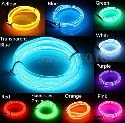 LED Neon Lights EL Wire Rope tape ribbon Flexible Neon Light Glow