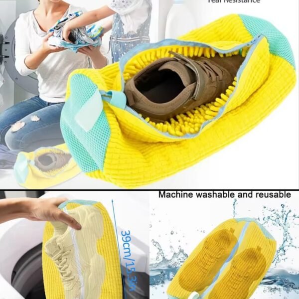 Shoe Washing Machine Bag, Reusable Shoe Cleaning Bag for Washer and Dryer, Versatile ShoeLaundry Shoe Bag for 360° Cleaning White Shoes Sneaker Tennis Shoes