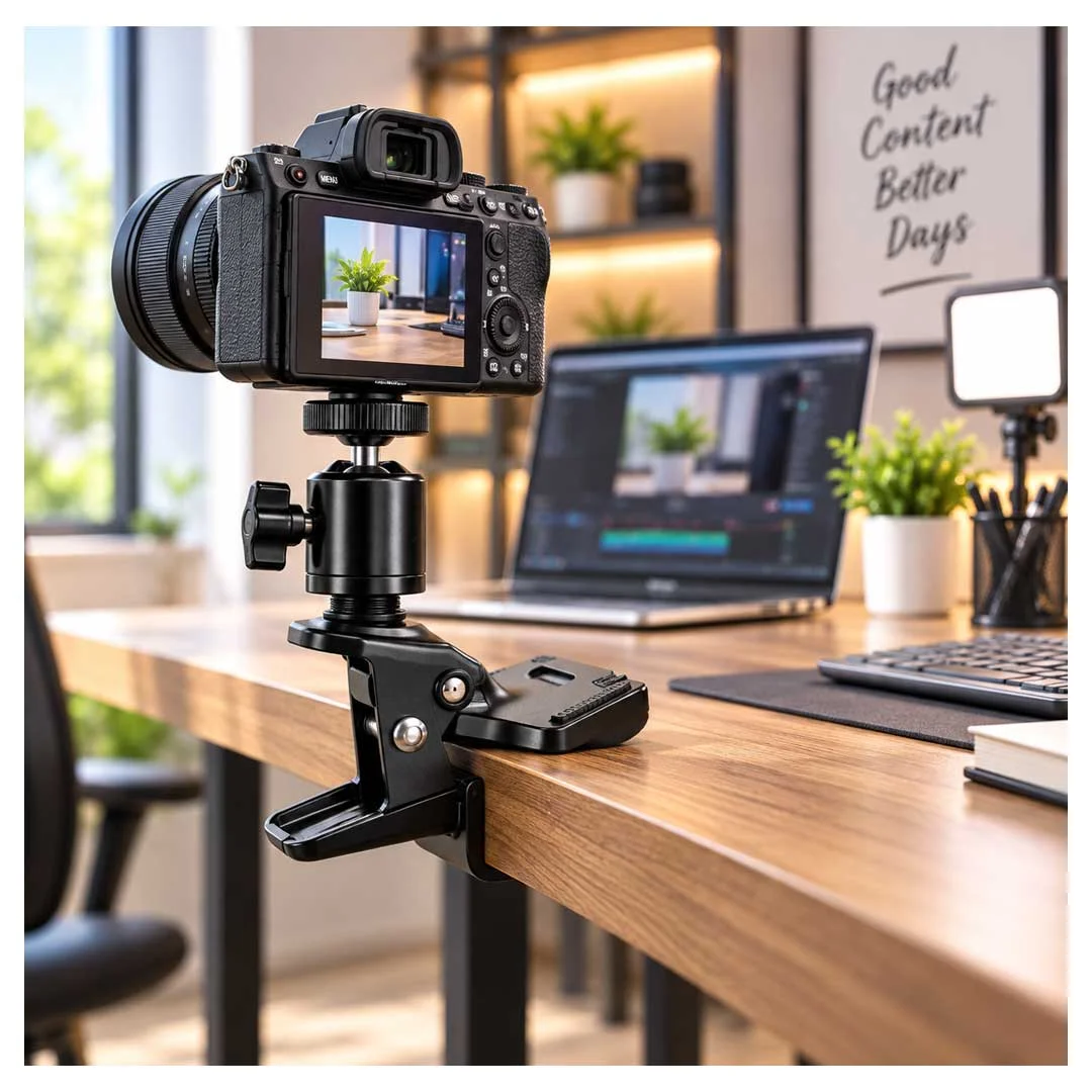 Table Clip Holder with Ball Head & 1/4-Inch Screw Mount