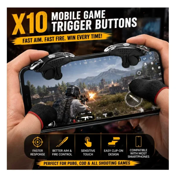 X10 PUBG Mobile Trigger Buttons – Fast Aim & Fire Control