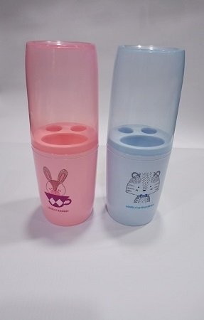Cartoon Design Portable Toothbrush Holder - 3 Hole Bottle Design