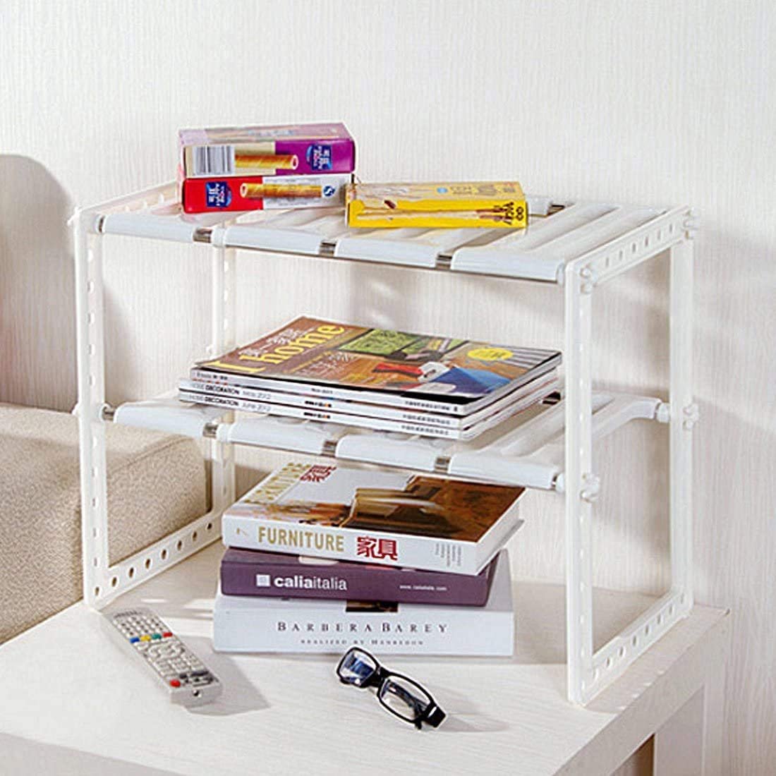 Under Sink Storage Shelf Organizer Kitchen Cabinet with 8 Attachment Plates - 50 to 70cm