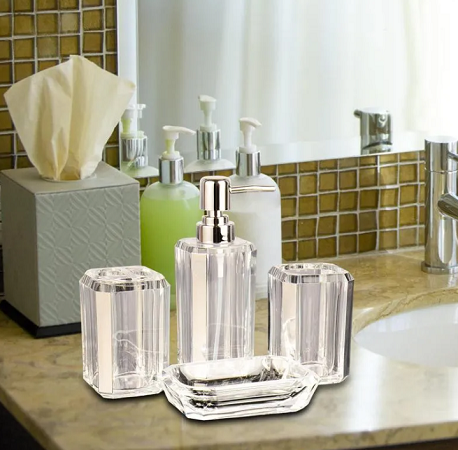 Clear Acrylic Bathroom Toilet Set Storage Accessories Soap Dispenser Bottle Soap Dish Toothbrush Holder Bathroom Accessories
