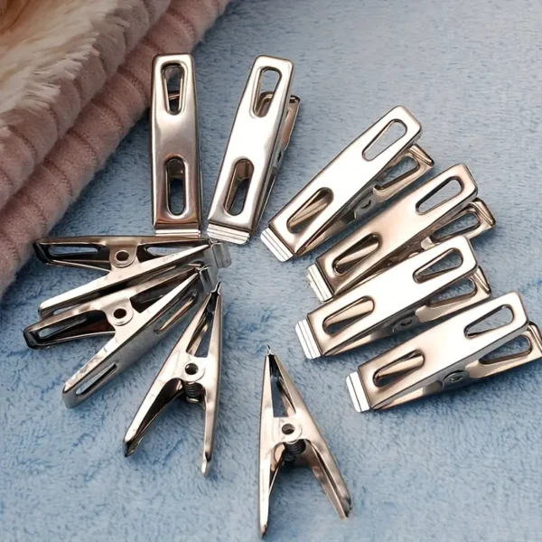 10Pcs Metal Clips Set Towel Clothes Socks Hanging Clothespin