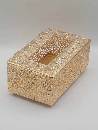 Crystal Stones Tissue Box - Flower Design