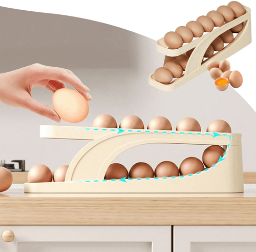 14 Grid Egg Box Rolling Tray Storage Container Organizer Holder For Refrigerator Storage Case