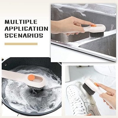 Multifunctional Soap Liquid Dispenser Brush with Handle Shoe Cleaning Laundry Brush Scrub Cleaning Soft Bristle Cleaning Brushes for Clothes and Shoes Household Use For Bathroom and Kitchen