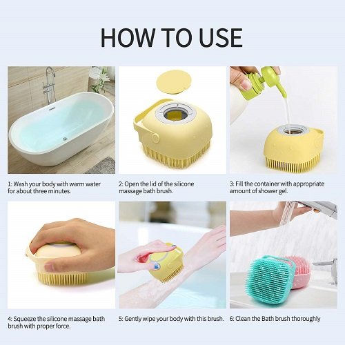 1Pcs Silicone Massage Bath Brush Liquid Soap Dispenser - Multi