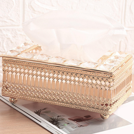 Crystal Stones Tissue Box - Line Jali
