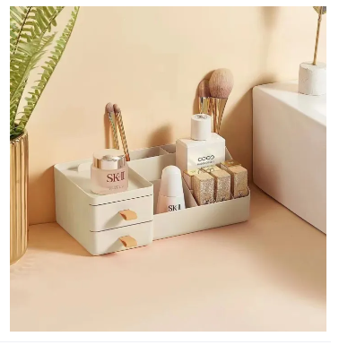 2 Drawer Cosmetic Storage Box - Beige Old Design